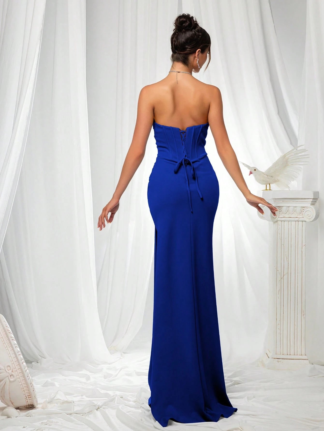 VIPGIRL Elegant Bridesmaid Dress: Strapless Fitted Satin Maxi Dress With Waist Cinching Design And Pleated - image 8