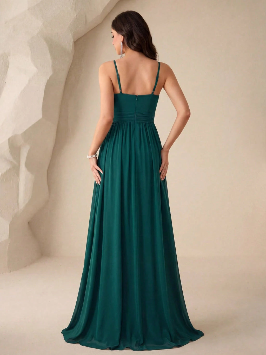 UNITHORSE Ruched Split Thigh Chiffon Bridesmaid Dress Elegant Dress For Christmas - image 2
