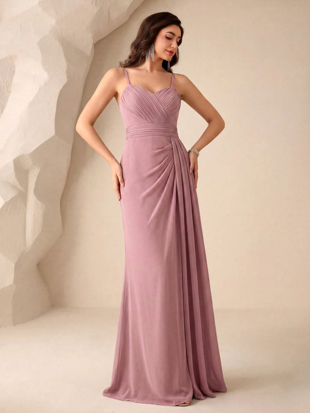 UNITHORSE Ruched Split Thigh Chiffon Bridesmaid Dress Elegant Dress For Christmas - image 11