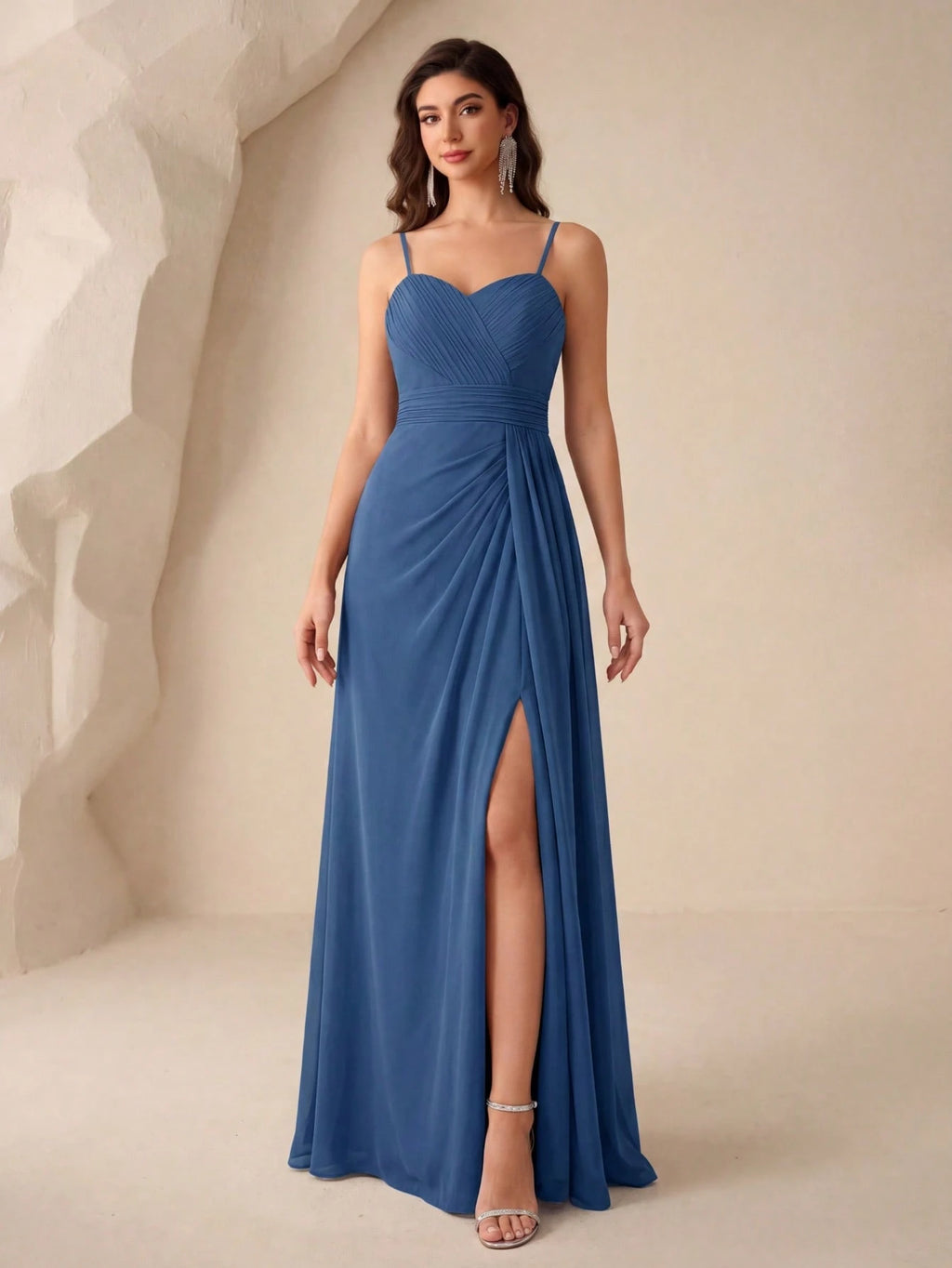 UNITHORSE Ruched Split Thigh Chiffon Bridesmaid Dress Elegant Dress For Christmas - image 17