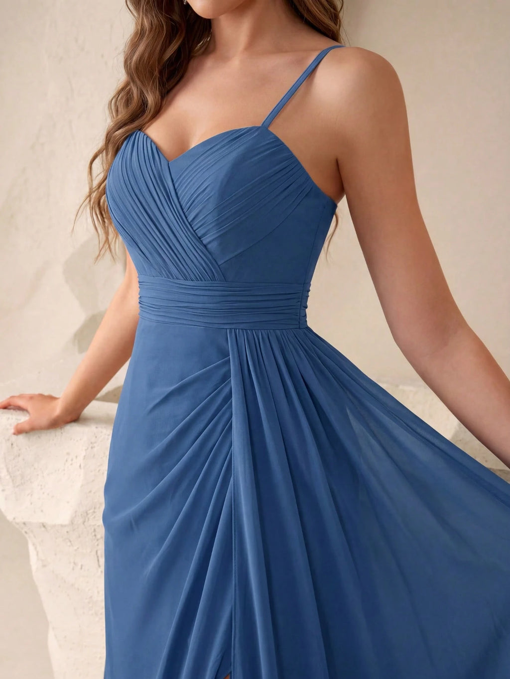 UNITHORSE Ruched Split Thigh Chiffon Bridesmaid Dress Elegant Dress For Christmas - image 18