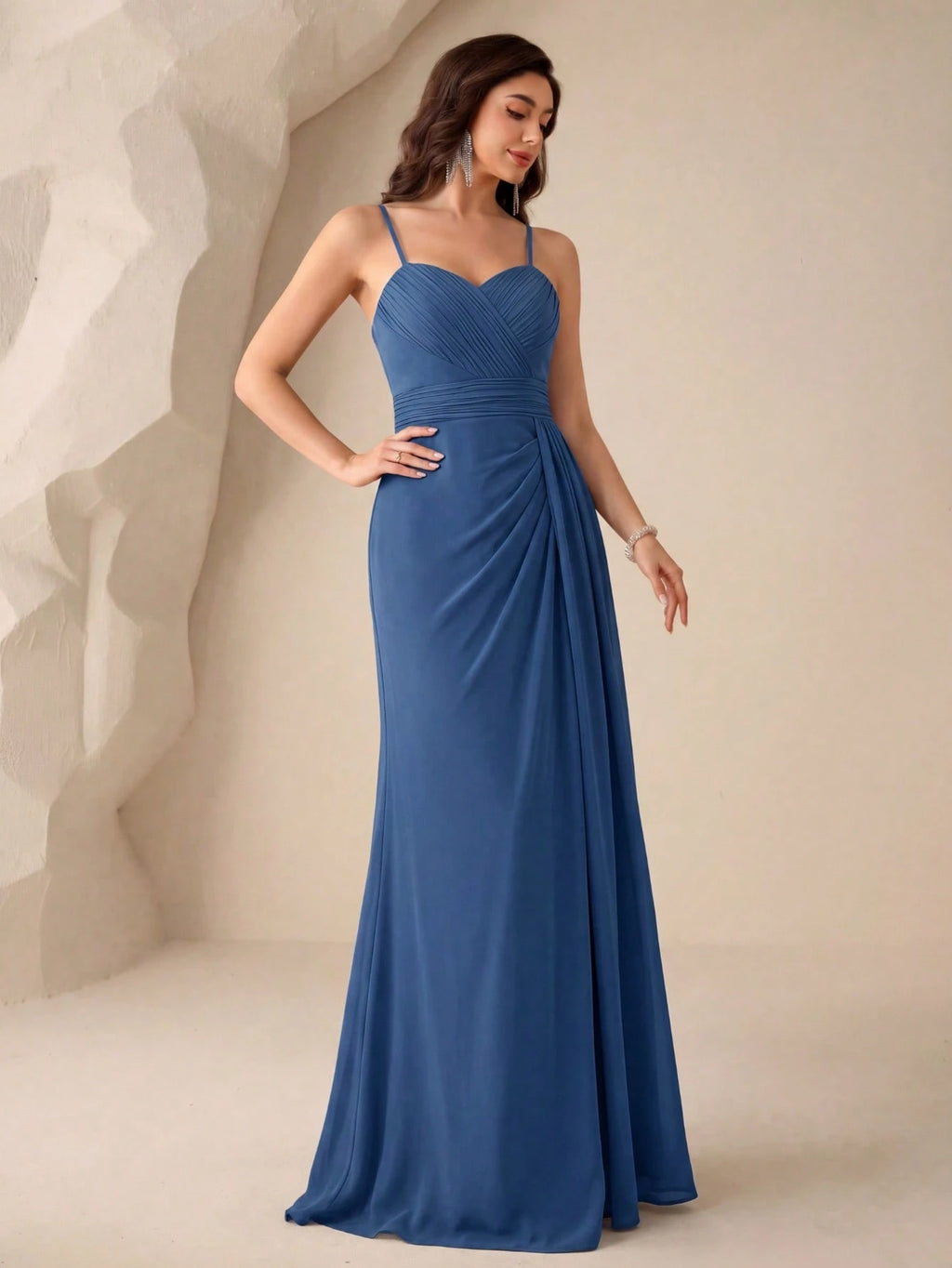 UNITHORSE Ruched Split Thigh Chiffon Bridesmaid Dress Elegant Dress For Christmas - image 19