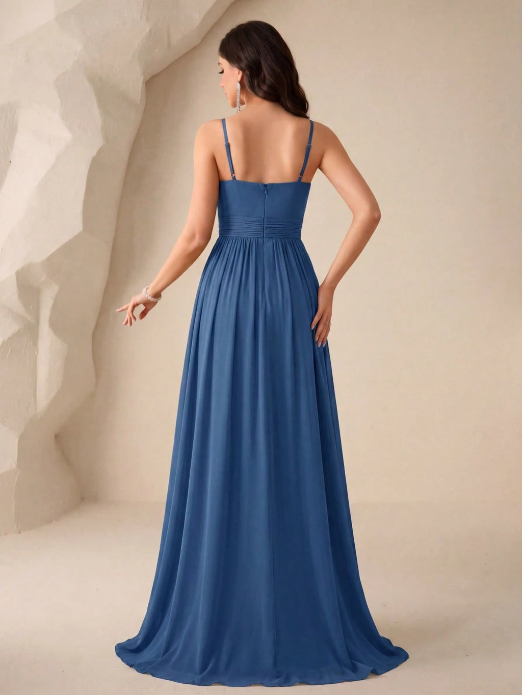 UNITHORSE Ruched Split Thigh Chiffon Bridesmaid Dress Elegant Dress For Christmas - image 16