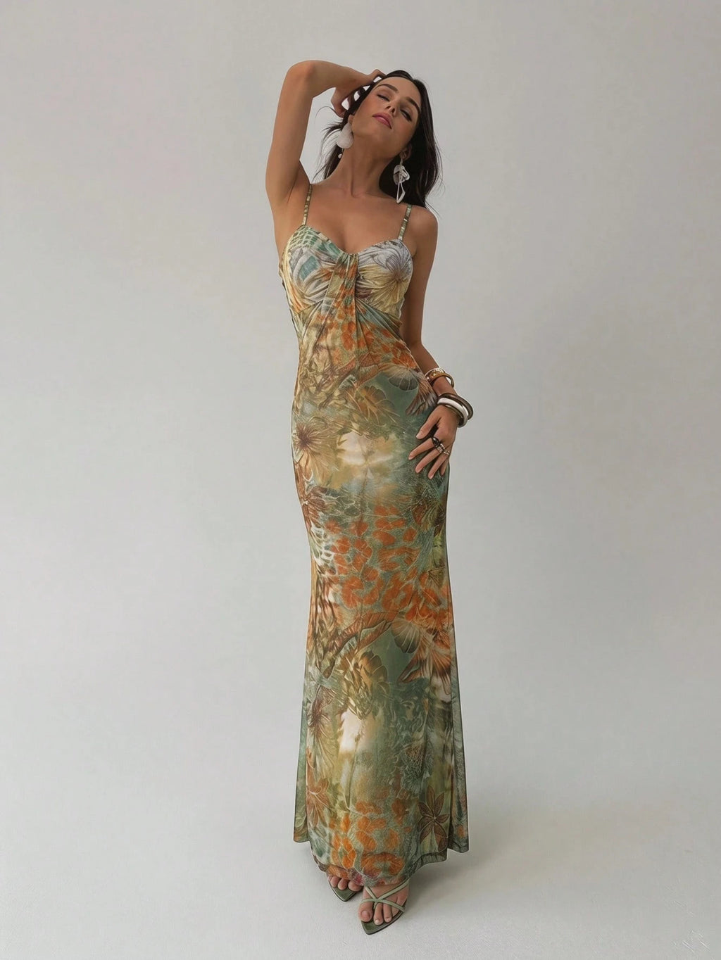 Aloruh Women's Blue Floral Summer Elegant Holiday Vacation Maxi Dress Spaghetti Strap Graduation Teacher - image 19