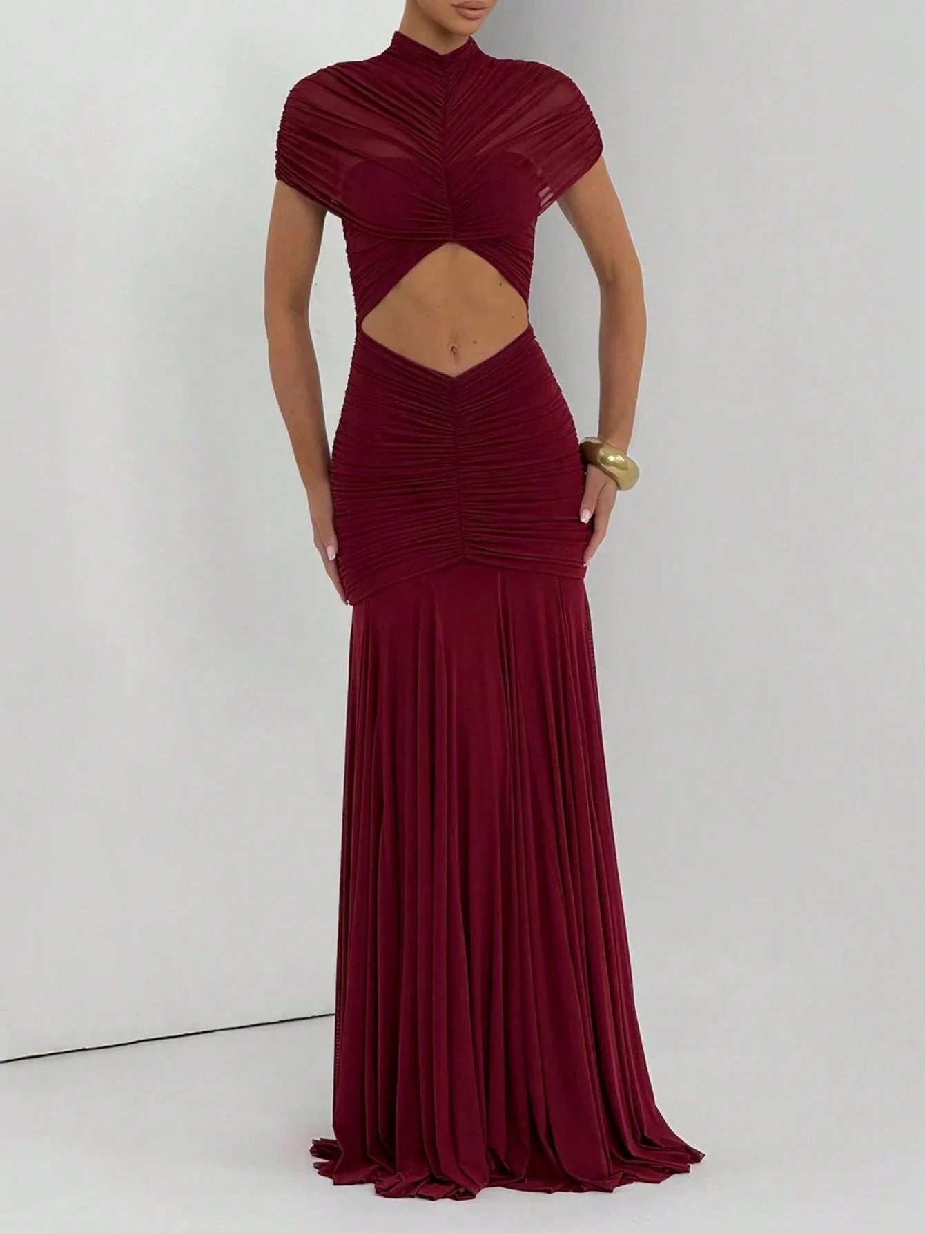 Double-Layer Mesh Elegant & Fashionable Wedding Dress, Sexy Pleated Dress - image 6