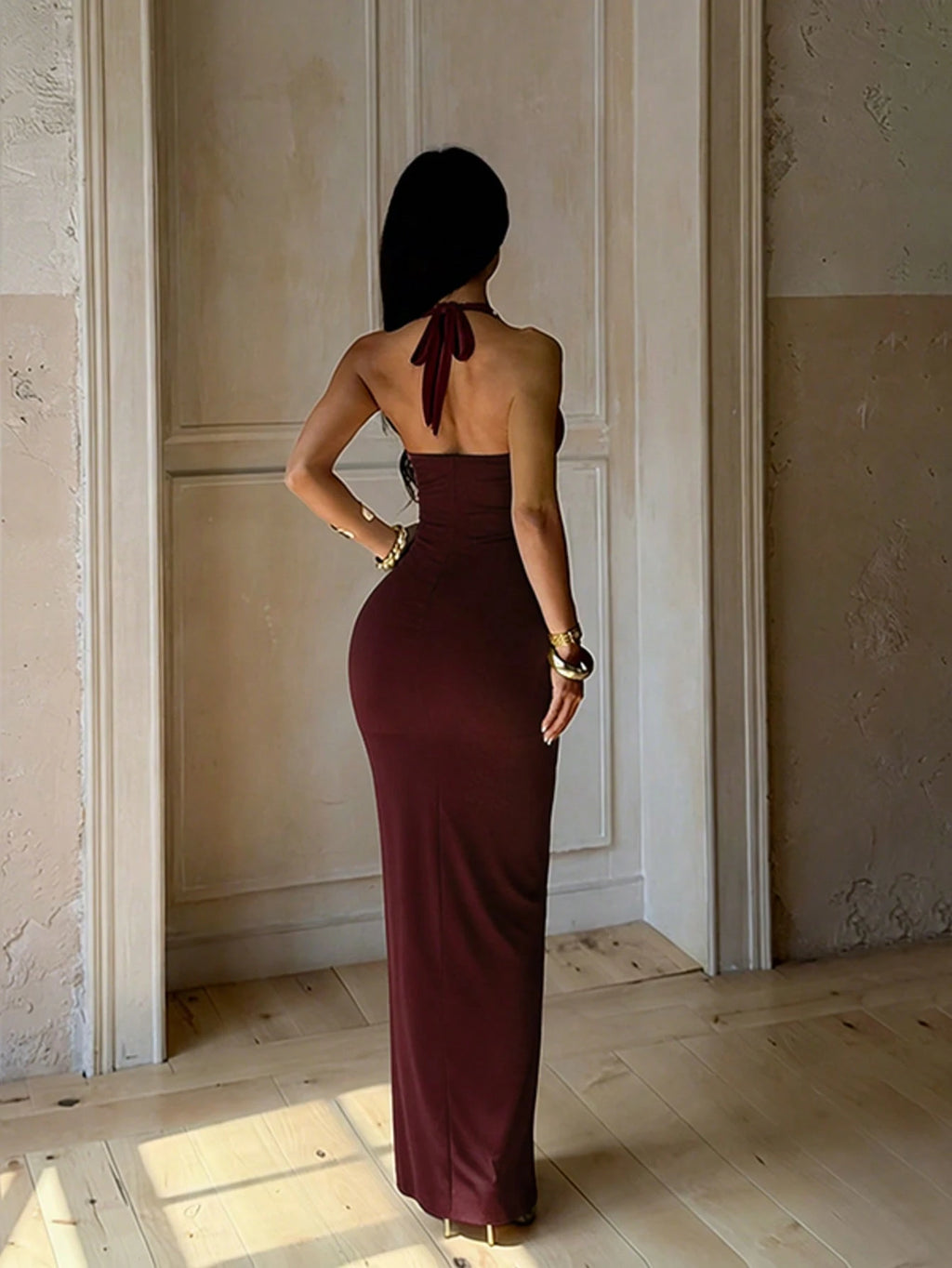 Summer Elegant Party Evening Dress, Sexy Sheer Patchwork Waist Beach