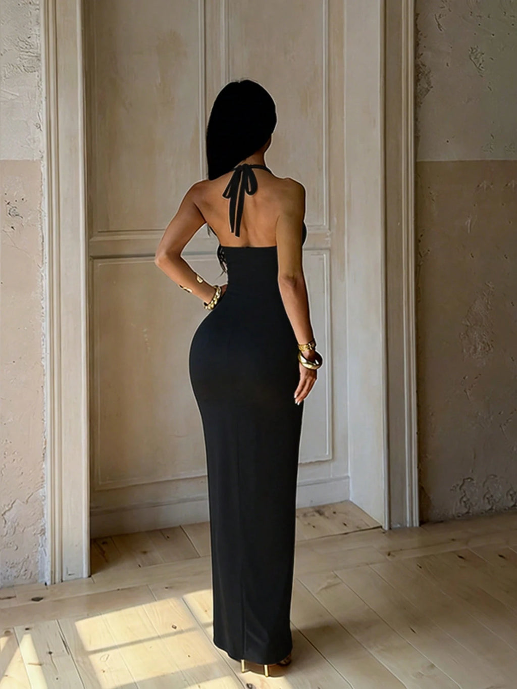 Summer Elegant Party Evening Dress, Sexy Sheer Patchwork Waist Beach