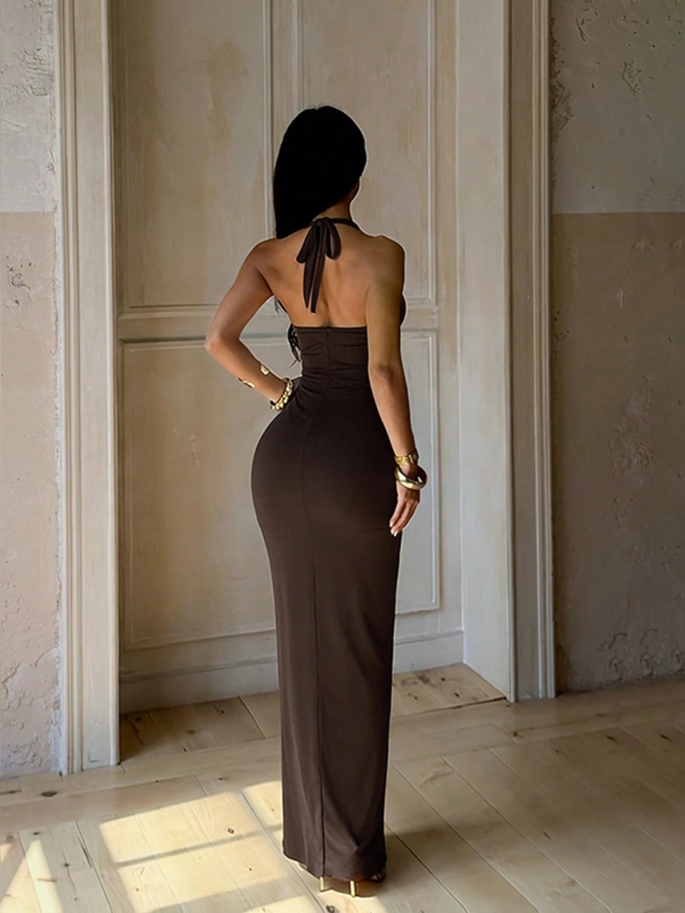 Summer Elegant Party Evening Dress, Sexy Sheer Patchwork Waist Beach