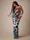 MISSGUIDED Strapless Bandeau Bodycon Maxi Dress With All Over