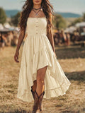 Balvessa Bohemian Style Casual Vacation Front Short Back Long Cinched