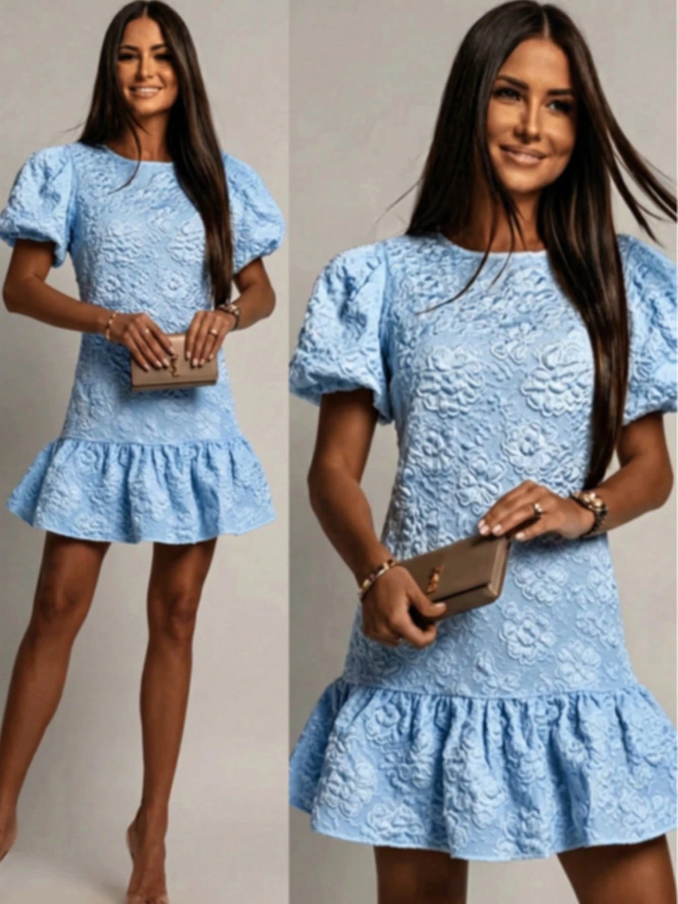 Women's White Short Dress Elegant Summer Yellow - image 9