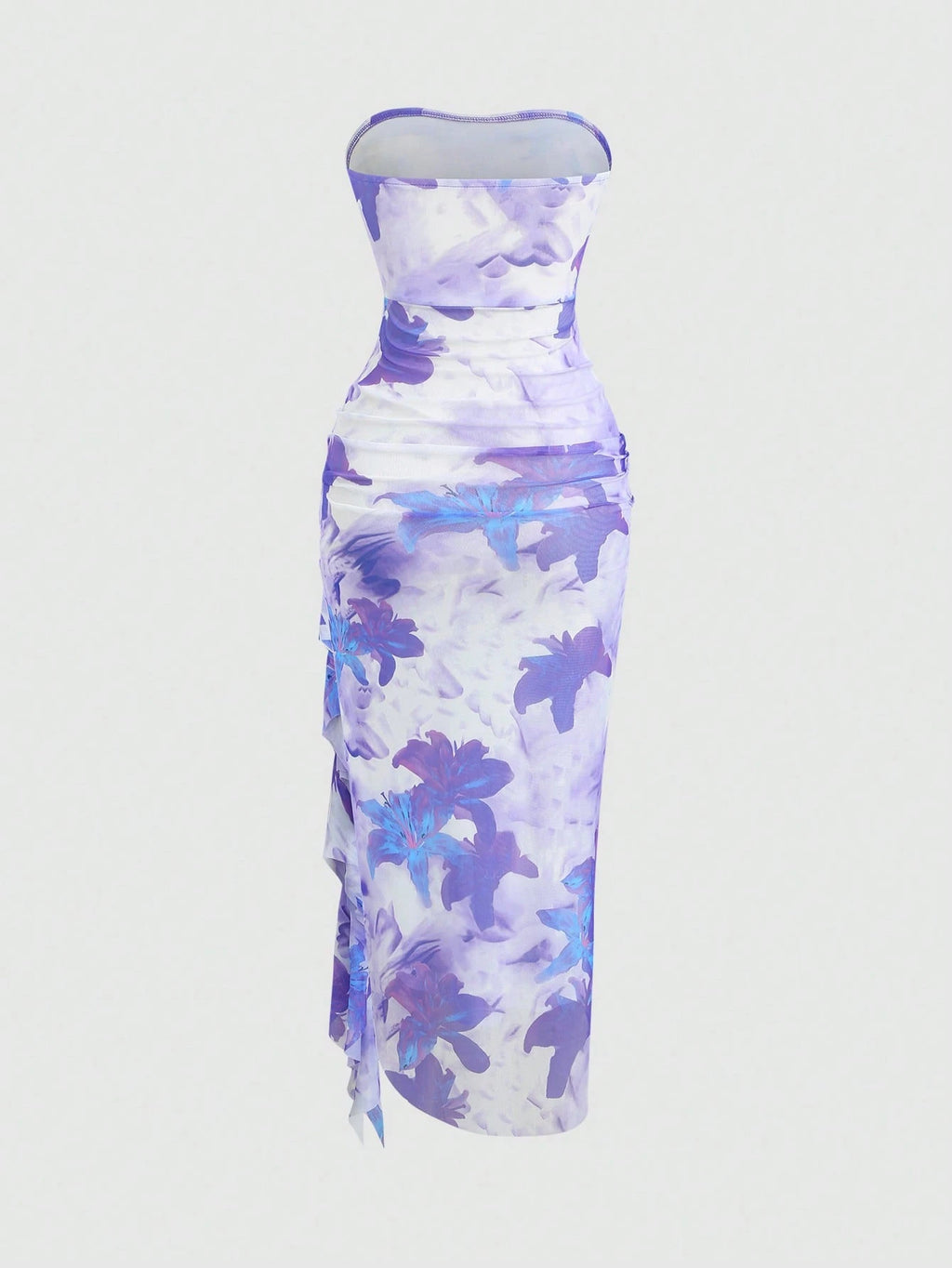 Sweetra Women's Floral Print Ruffle Hem Bustier Dress For Holiday - image 12