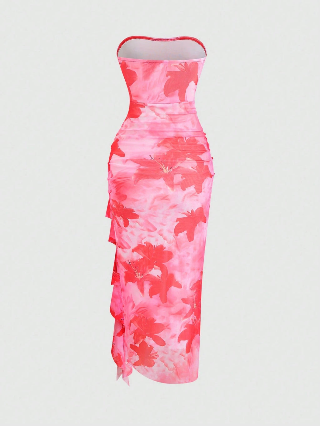 Sweetra Women's Floral Print Ruffle Hem Bustier Dress For Holiday - image 17