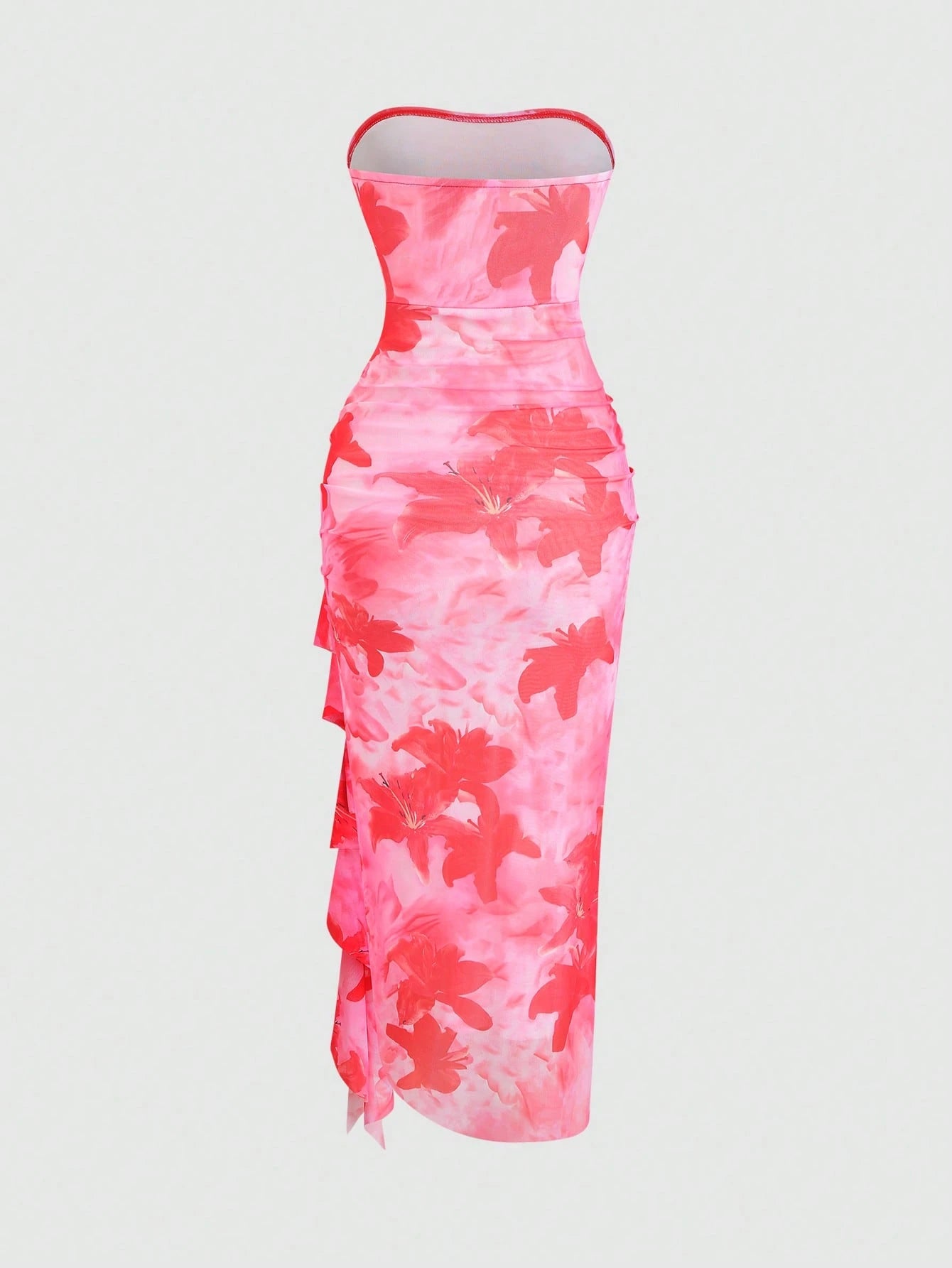 Sweetra Women's Floral Print Ruffle Hem Bustier Dress For Holiday - image 17