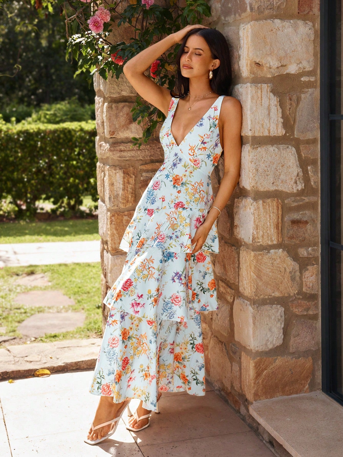 KARISMINA Women's White Floral Summer Boho Garden Party Holiday Holiday Elegant Wedding Guest Floral Print - image 20