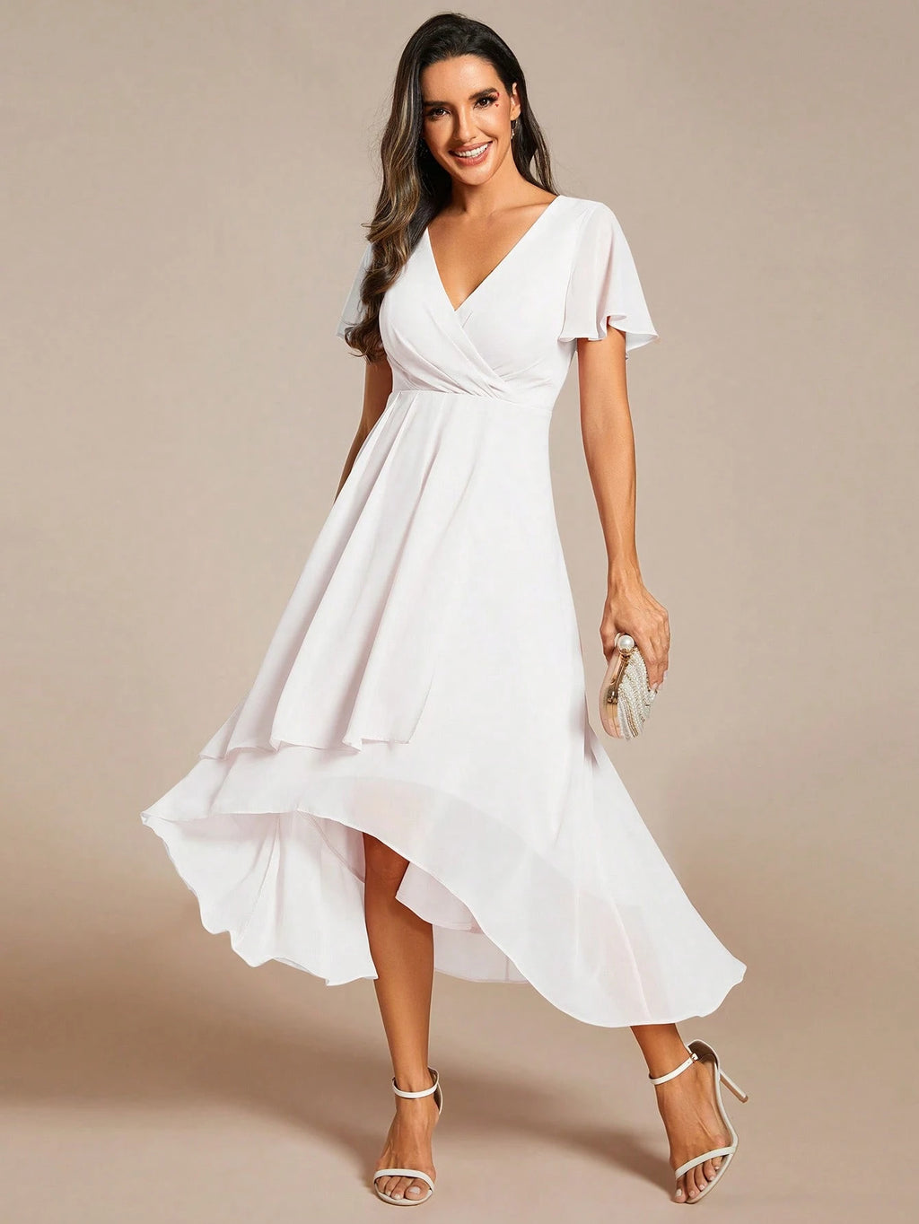 EVERPRETTY Summer Elegant Chiffon V-Neck Ruched Mint Green Bridesmaid Dress, Wedding Guest Dress, Soft - image 20