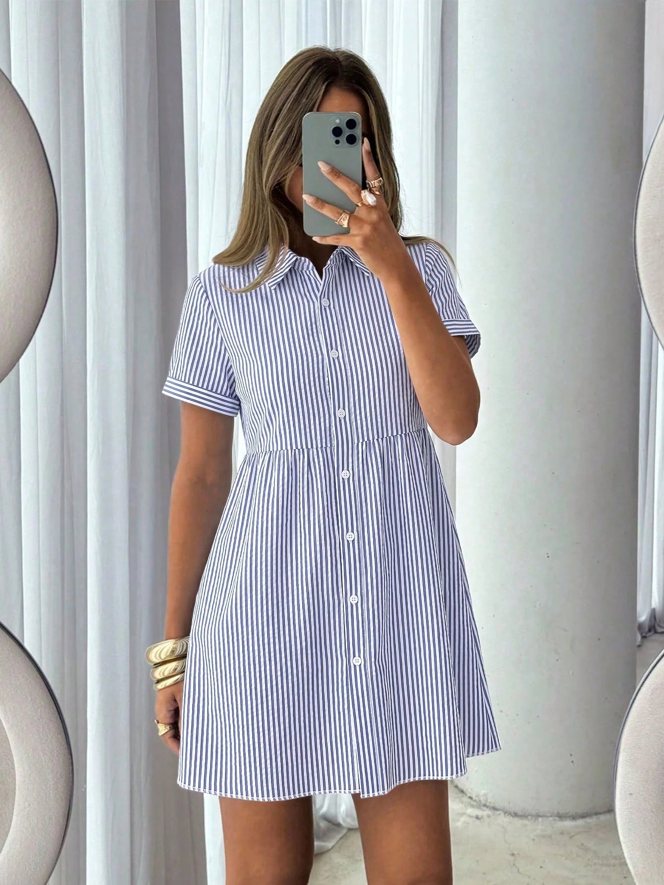 Siren Gaze Women's White Pleated Casual Daily Wear Dress Vacation