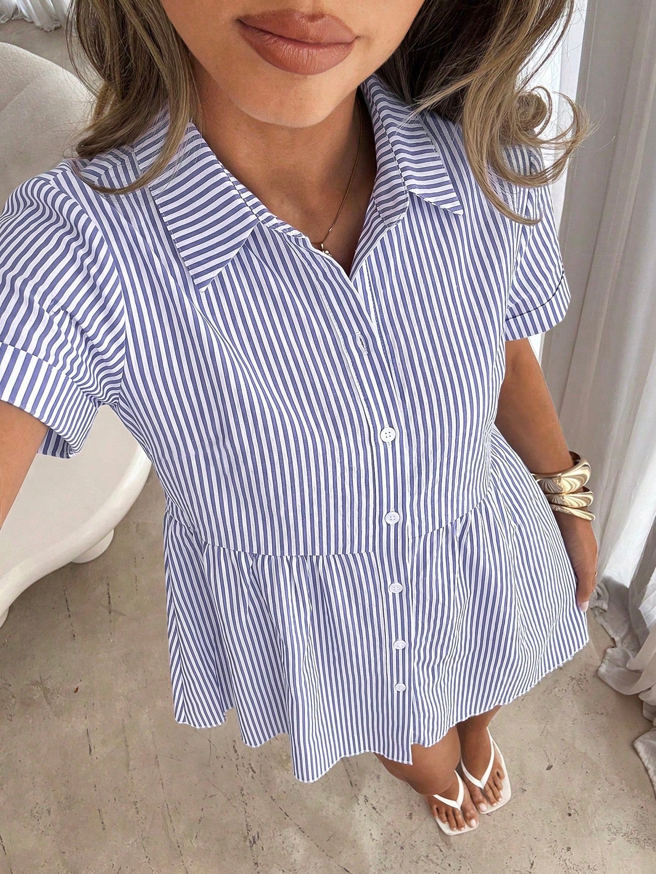 Siren Gaze Women's White Pleated Casual Daily Wear Dress Vacation