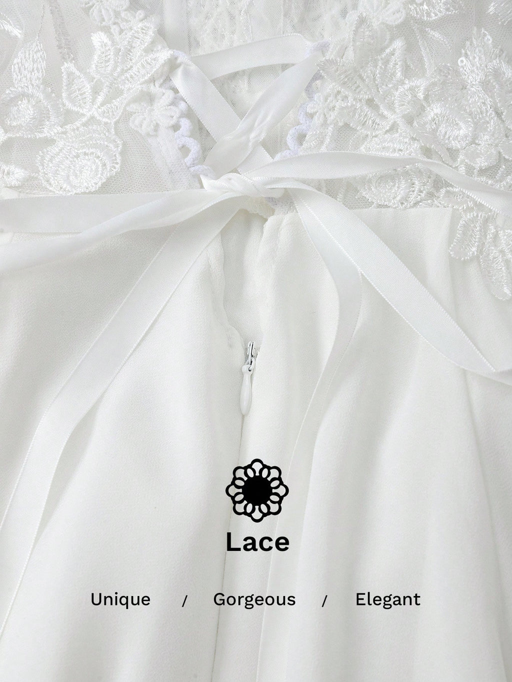 Glamrae Petite White, Summer, Elegant, Silky, Formal, Wedding Dress For Bride, Luxurious Embroidered Sequin - image 6