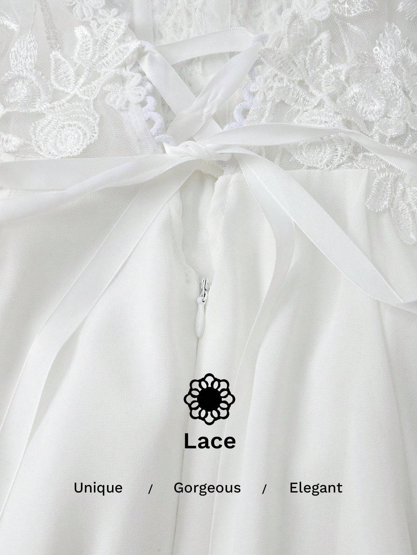 Glamrae Petite White, Summer, Elegant, Silky, Formal, Wedding Dress For Bride, Luxurious Embroidered Sequin - image 6