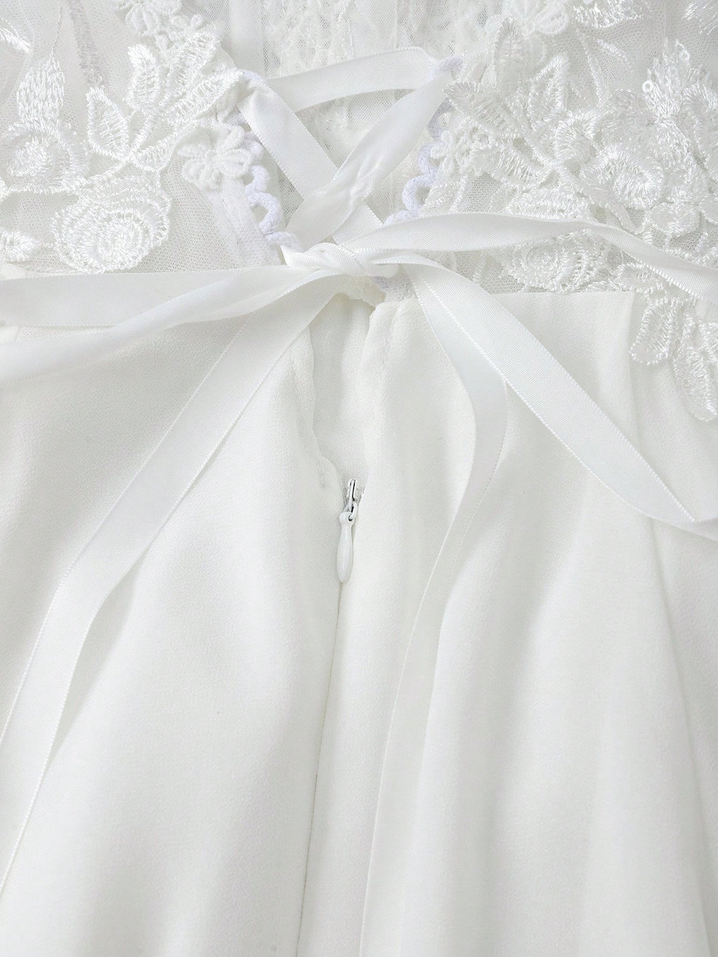 Glamrae Petite White, Summer, Elegant, Silky, Formal, Wedding Dress For Bride, Luxurious Embroidered Sequin - image 9