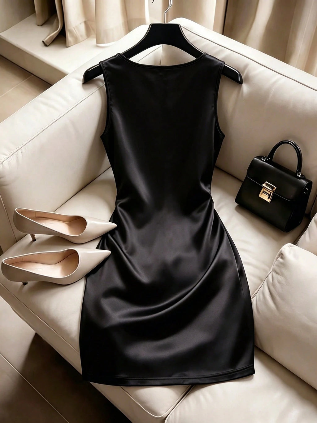 Franclia Fashionable High-End Fitted Pleated Sleeveless Sexy Women's