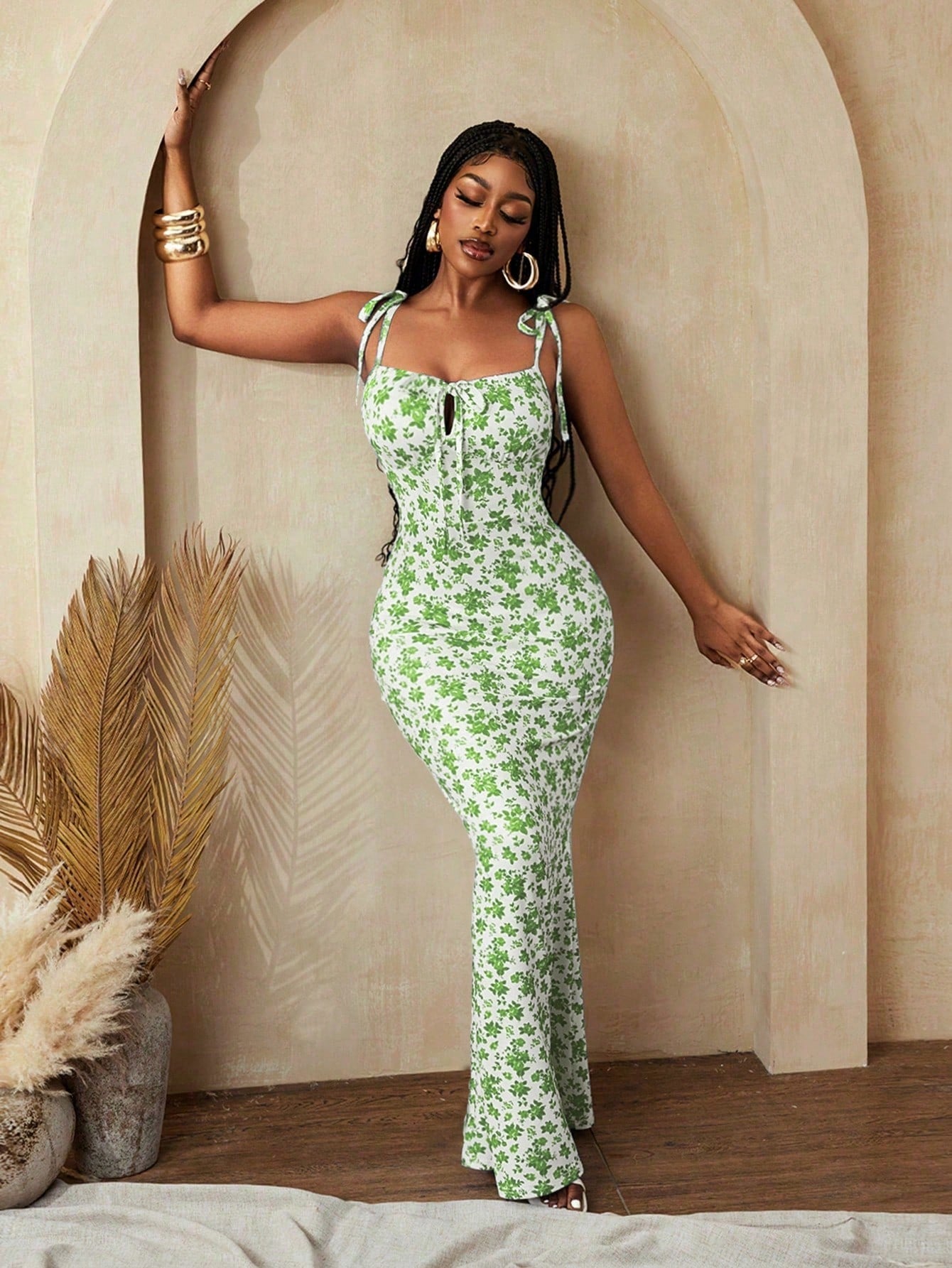 BamGleam Women Floral Print Bodycon Sexy Fashion Elegant Party