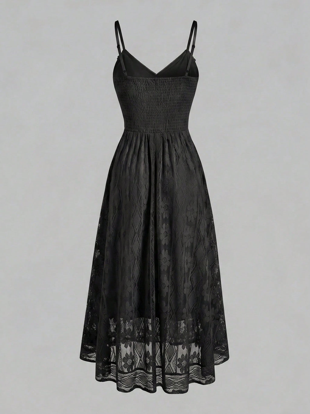 Qadelle Women's Elegant Contrast Lace Pompom Design Maxi Slip Dress