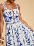 Travachic White And Blue Floral,Summer,Boho,Holiday,Tea Party,Holiday