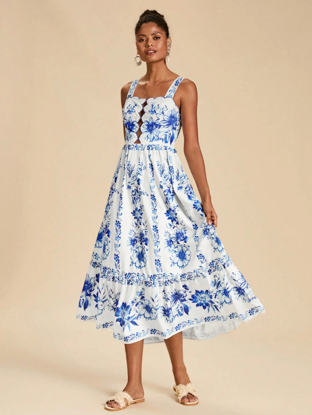Travachic White And Blue Floral,Summer,Boho,Holiday,Tea Party,Holiday