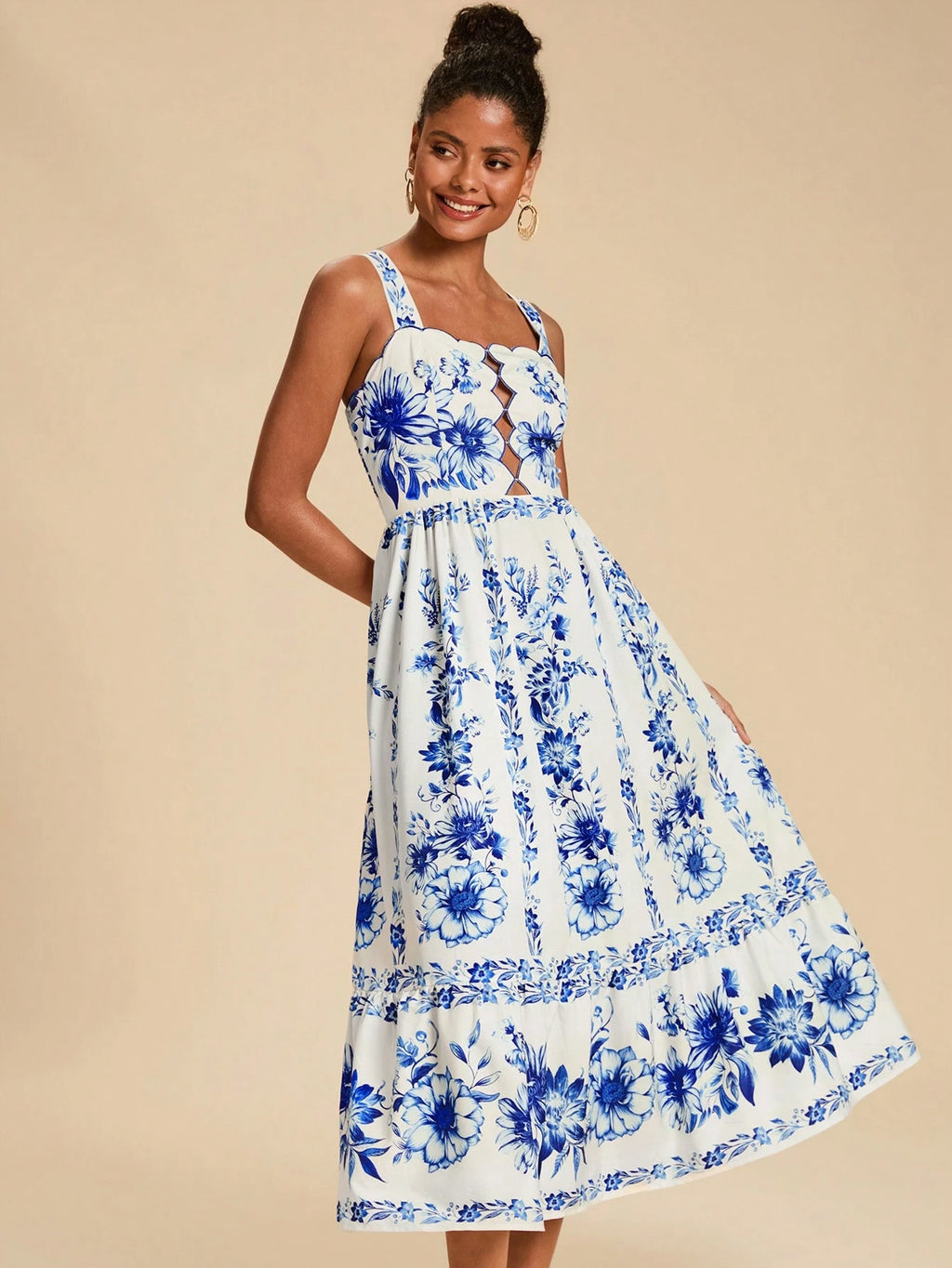 Travachic White And Blue Floral,Summer,Boho,Holiday,Tea Party,Holiday