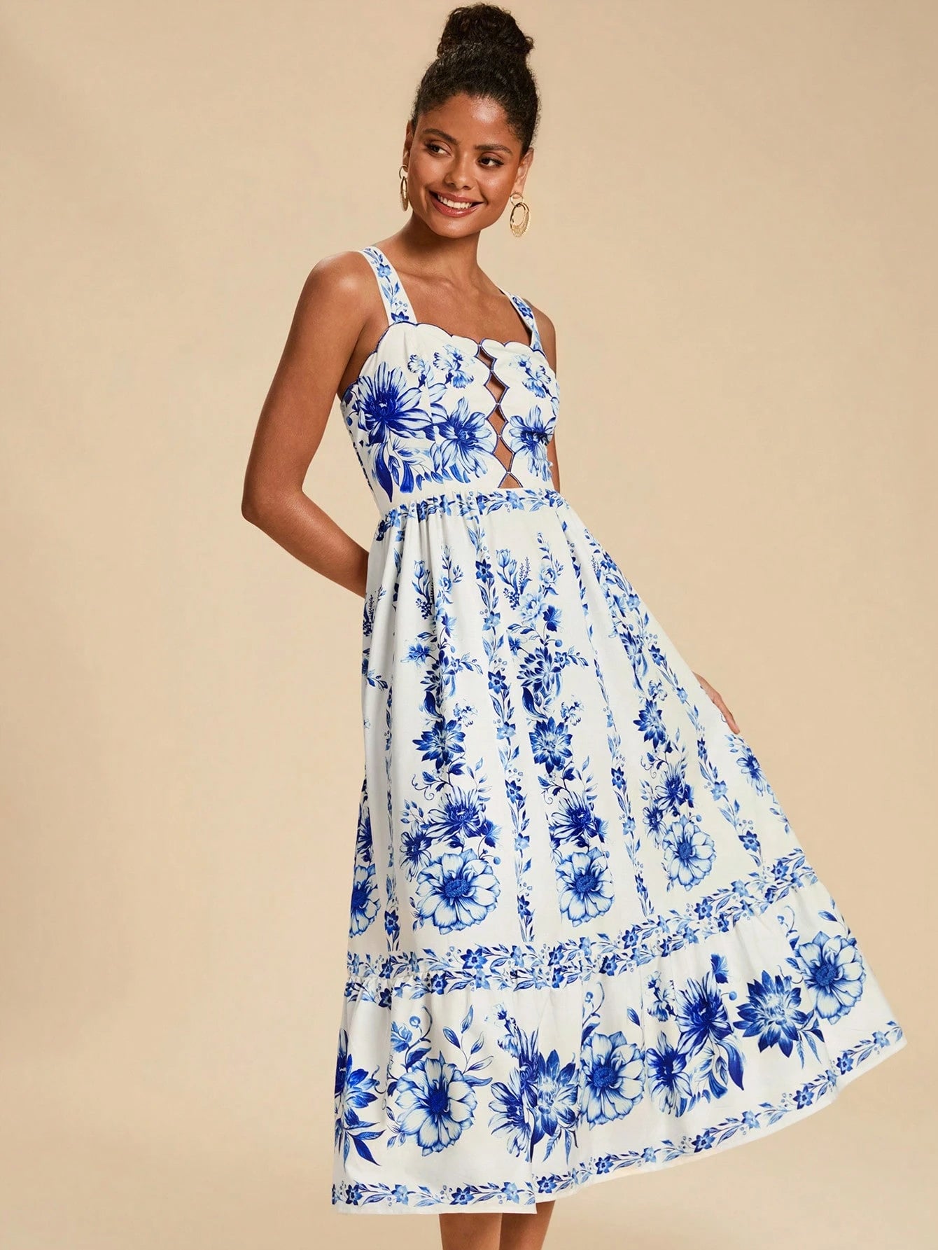 Travachic White And Blue Floral,Summer,Boho,Holiday,Tea Party,Holiday