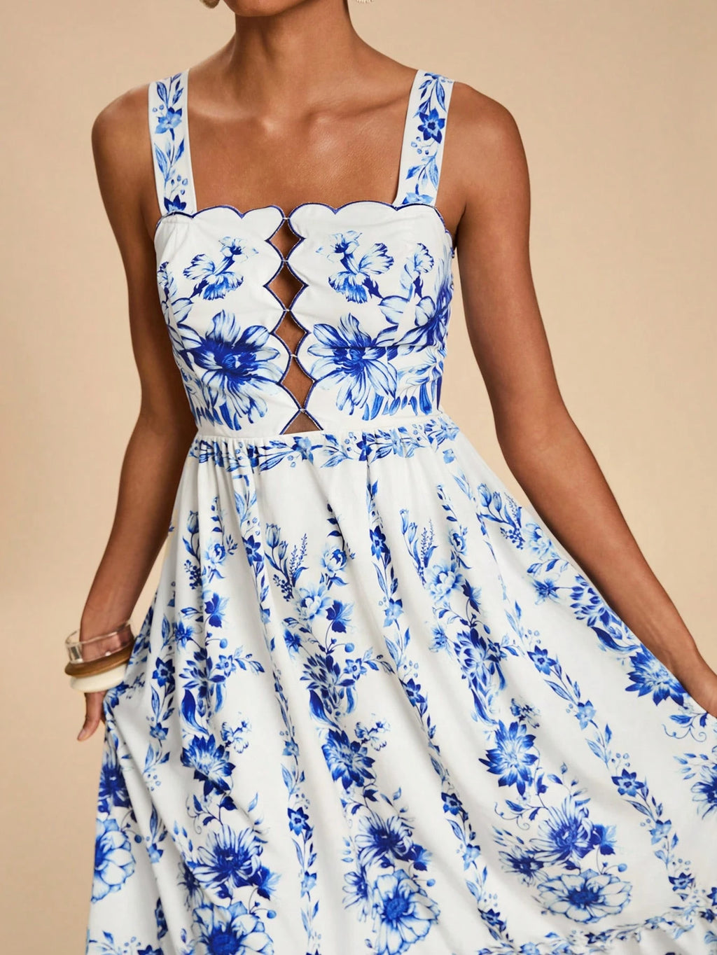 Travachic White And Blue Floral,Summer,Boho,Holiday,Tea Party,Holiday