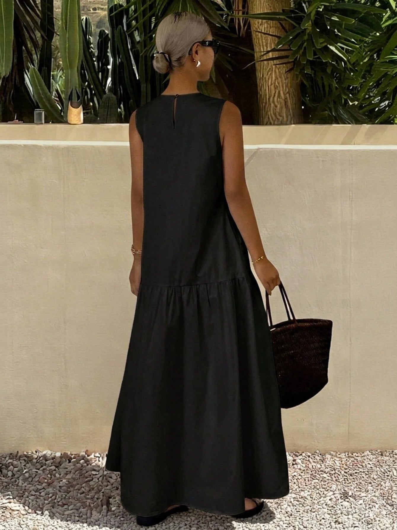 Livesso Women's Casual Solid Color Sleeveless Long Dress, Summer - image 2