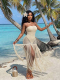 BamGlam Women's Fashion Vacation Tassel Hem Bandeau Dress Beach Party