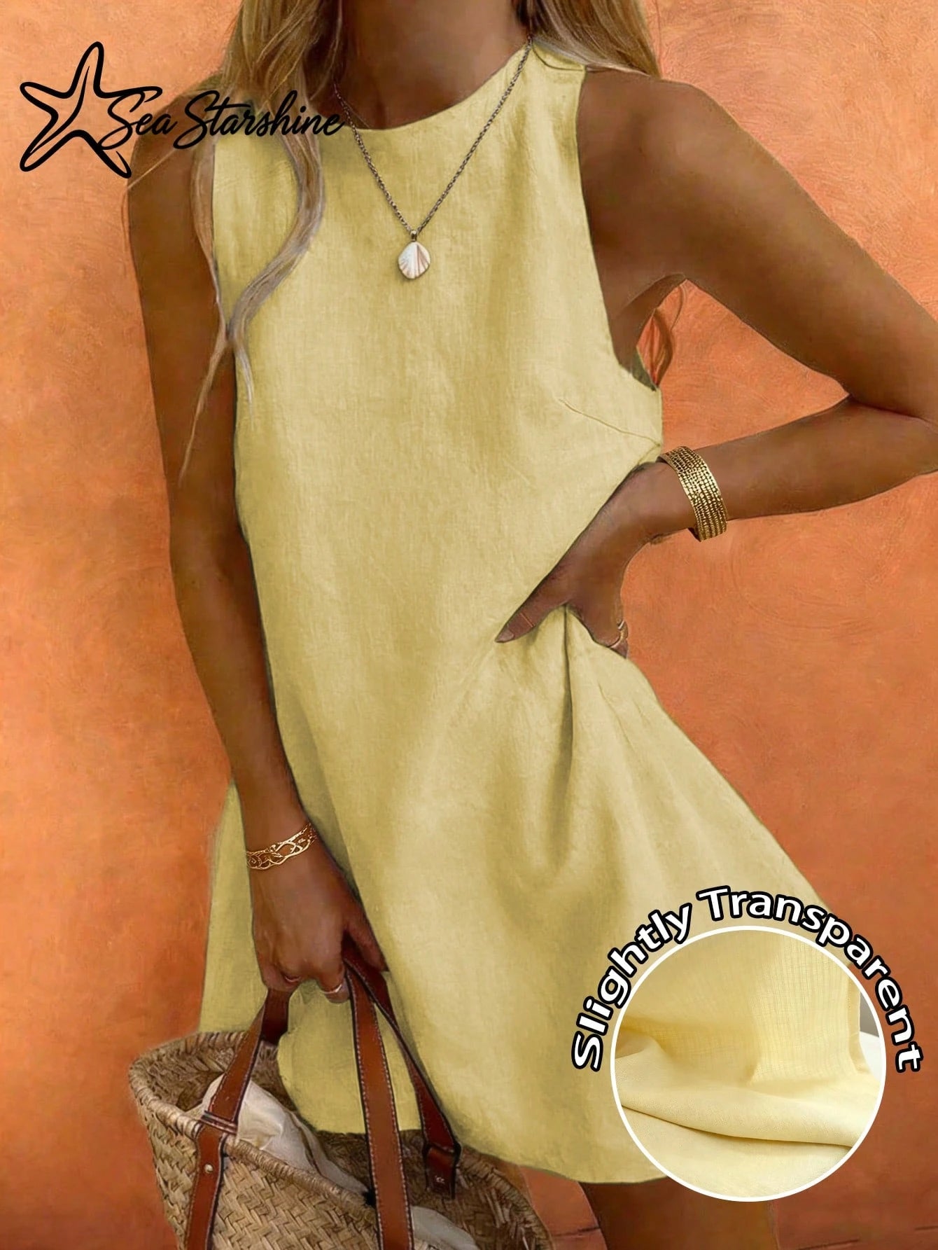 Starfish Women's Fashionable Versatile Elegant Casual Crew Dress