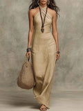 2026 New Arrival Women Sleeveless Halter Neck Dress Slim Elegant