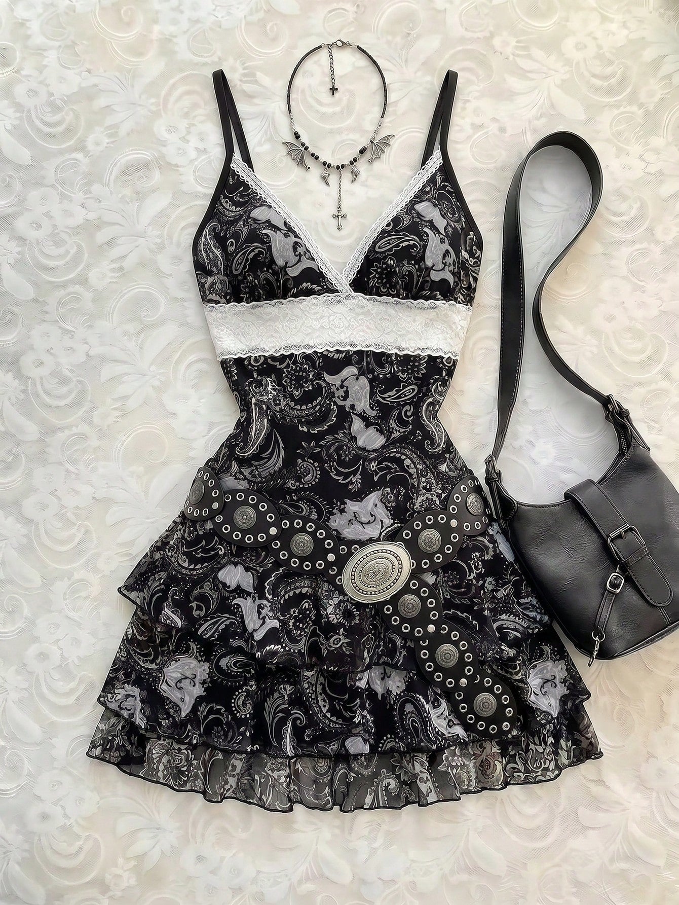 Flirla Women's Summer Dress In All Shades Of Brown,Floral Print & Paisley Pattern Mesh Panel Accents,Boho - image 11