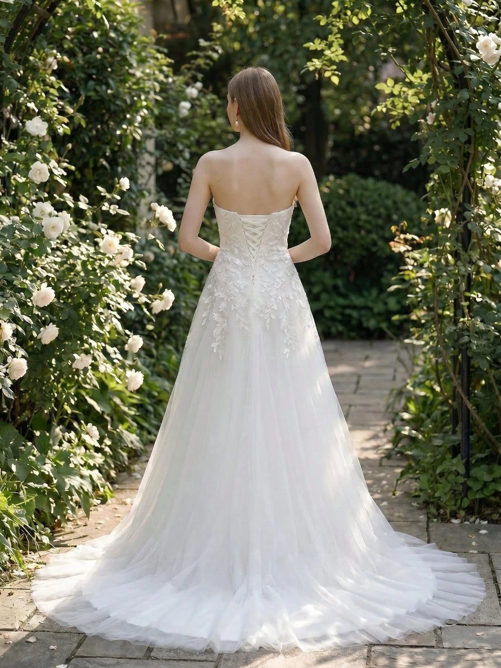 YOUKEFEIER Sweetheart Neckline Lace Embroidered Long Wedding Dress For Outdoor Wedding Ceremony - image 2
