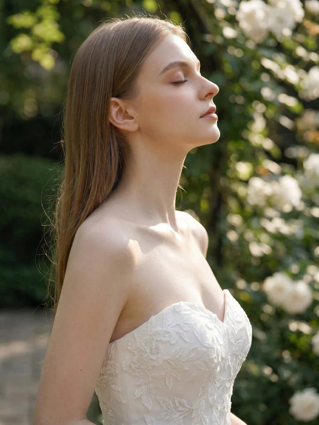 YOUKEFEIER Sweetheart Neckline Lace Embroidered Long Wedding Dress For Outdoor Wedding Ceremony - image 4