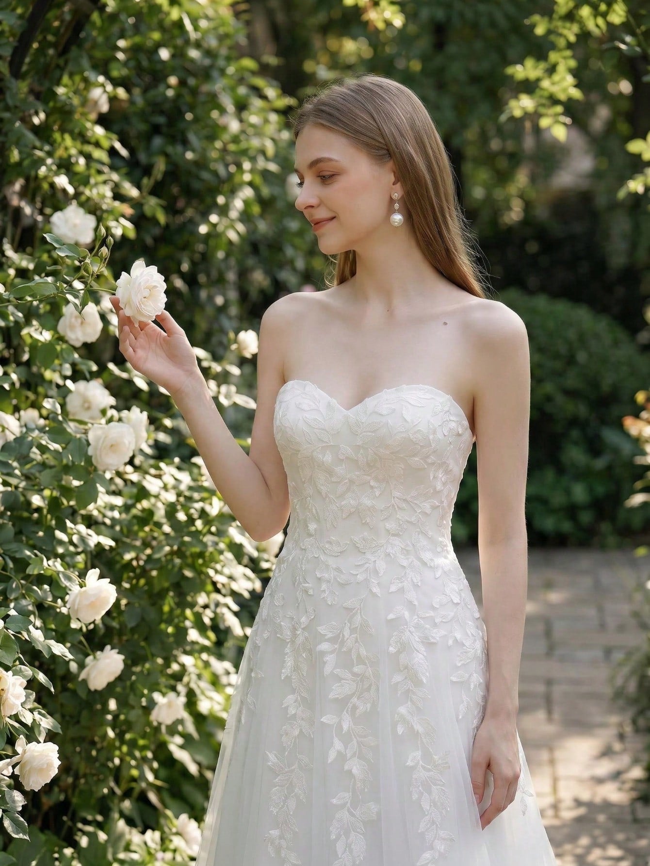 YOUKEFEIER Sweetheart Neckline Lace Embroidered Long Wedding Dress For Outdoor Wedding Ceremony - image 6