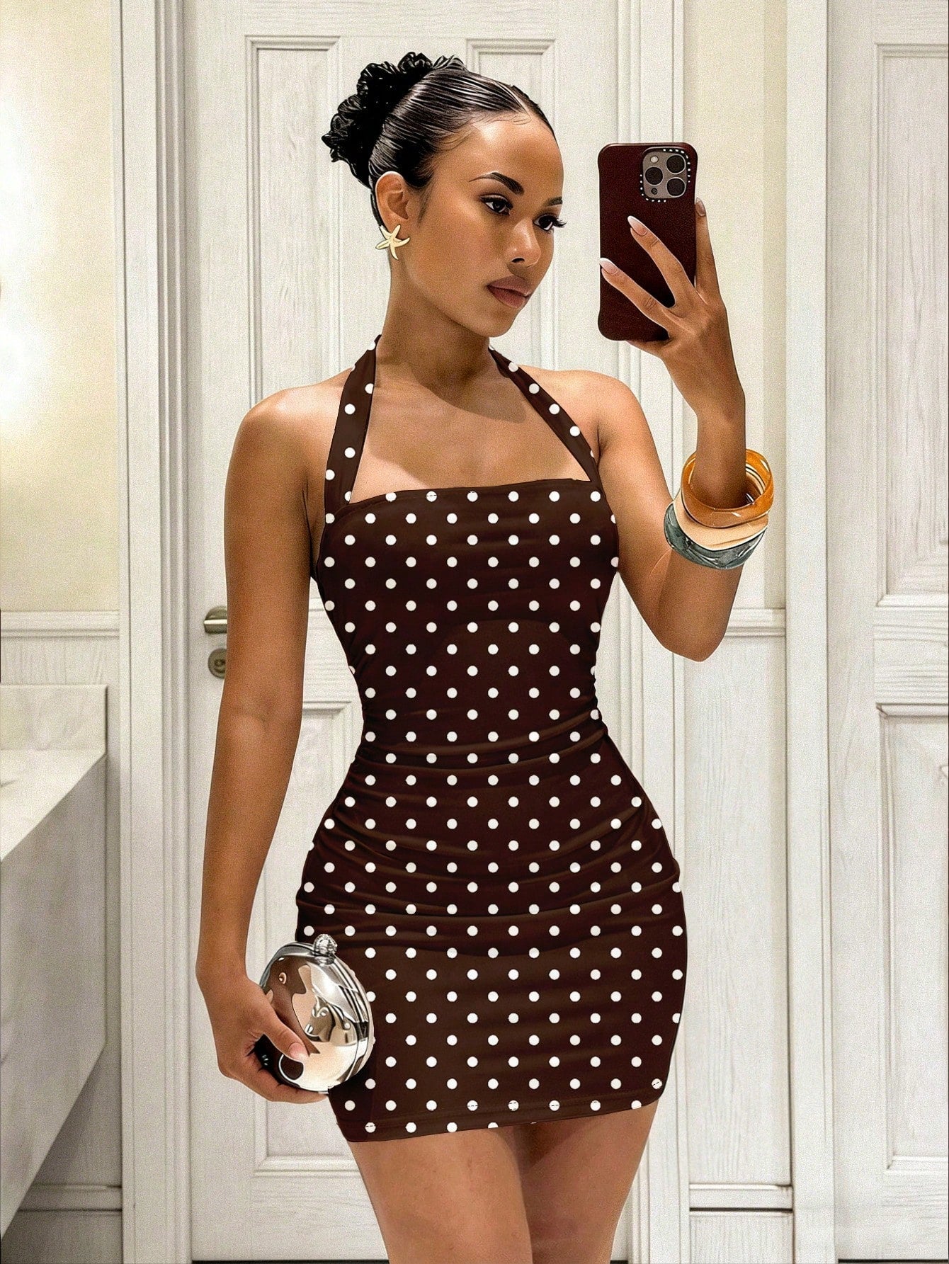 Slaydiva Floral Dresses For Women Floral Print Bodycon Halter Mini