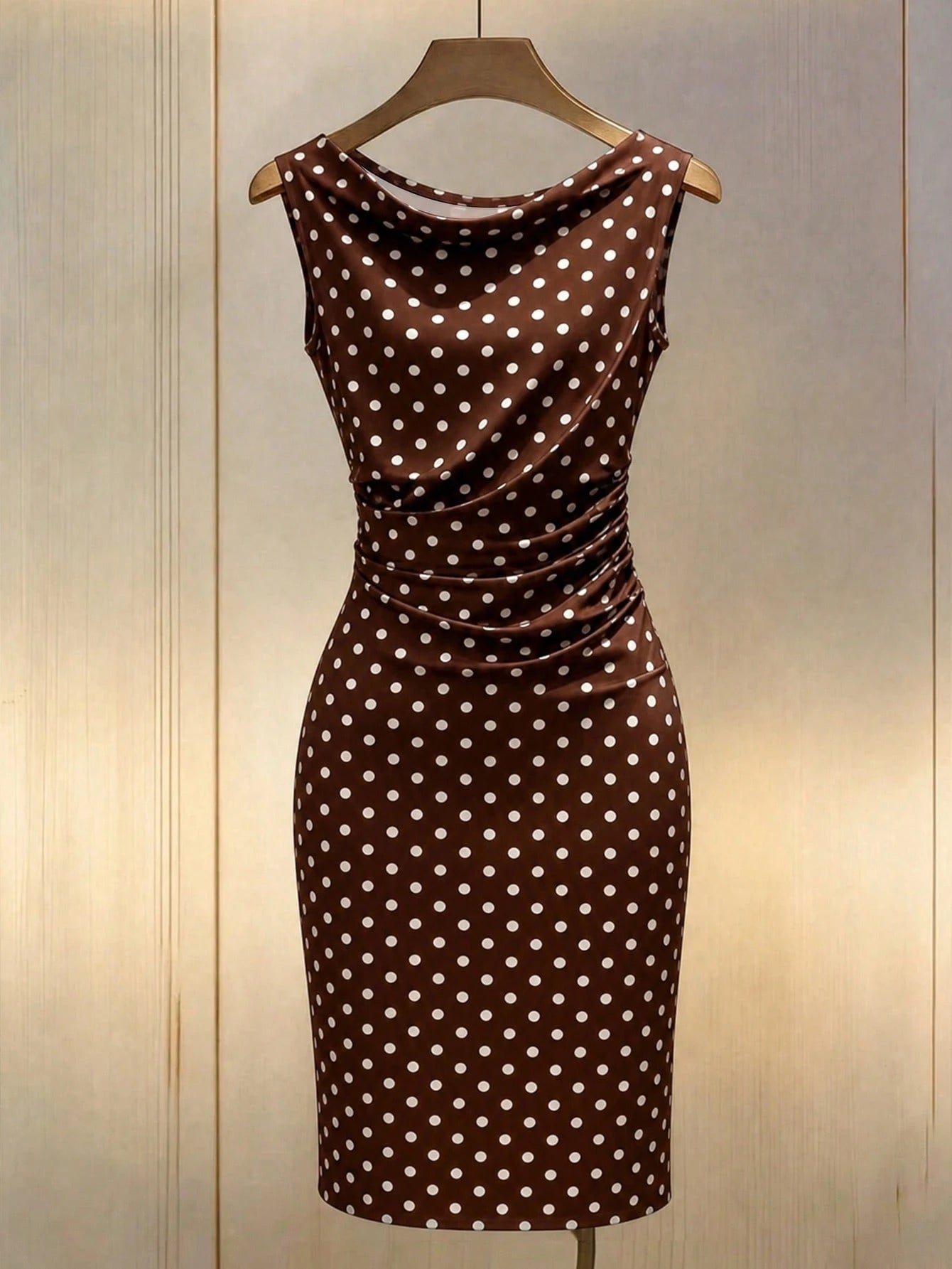 Resyla New Fashion Casual Versatile Polka Dot Bodycon Knit Dress For