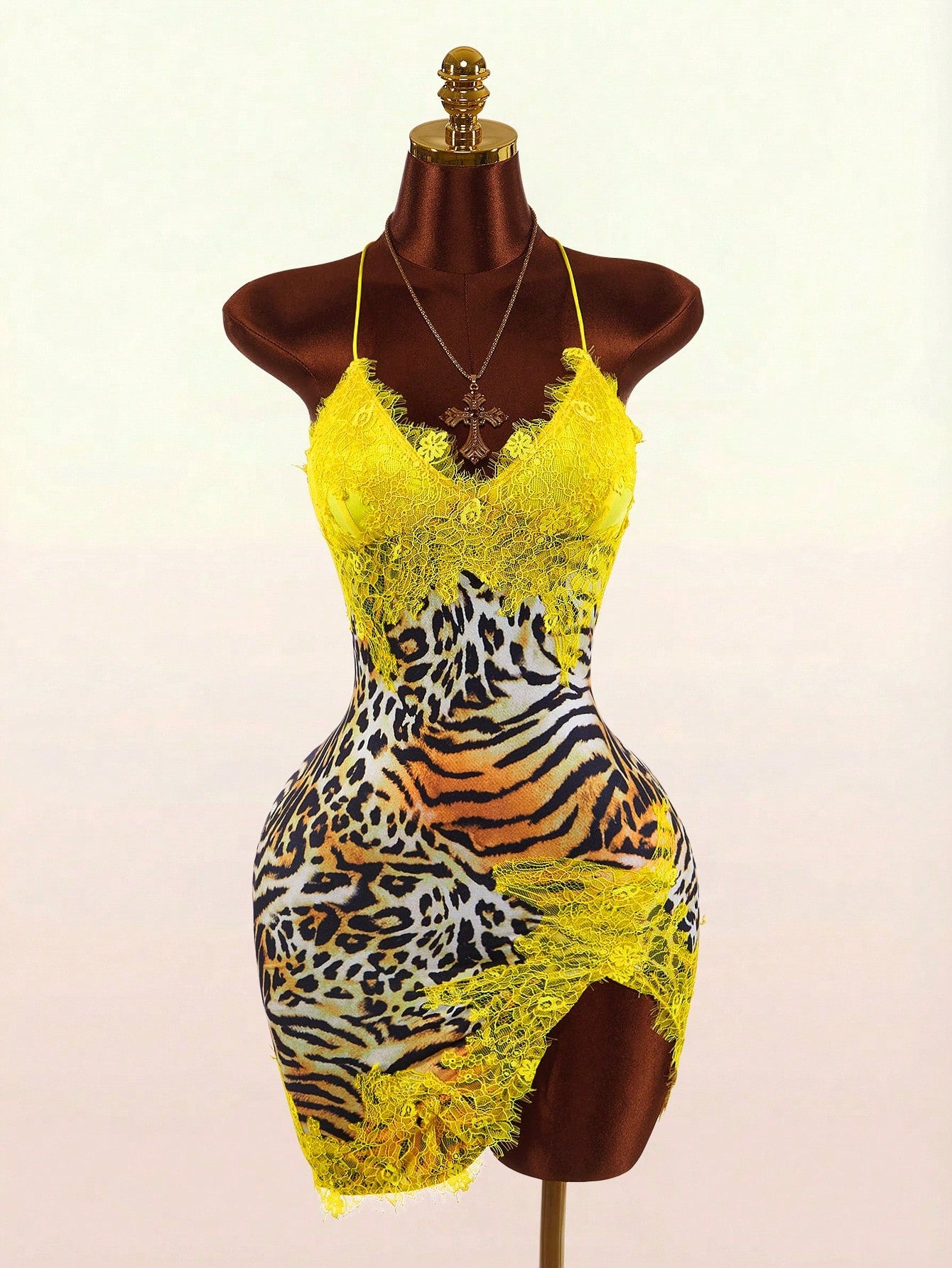 Bumpella Women's Fashion Sexy Contrast Color Lace Patchwork Animal
