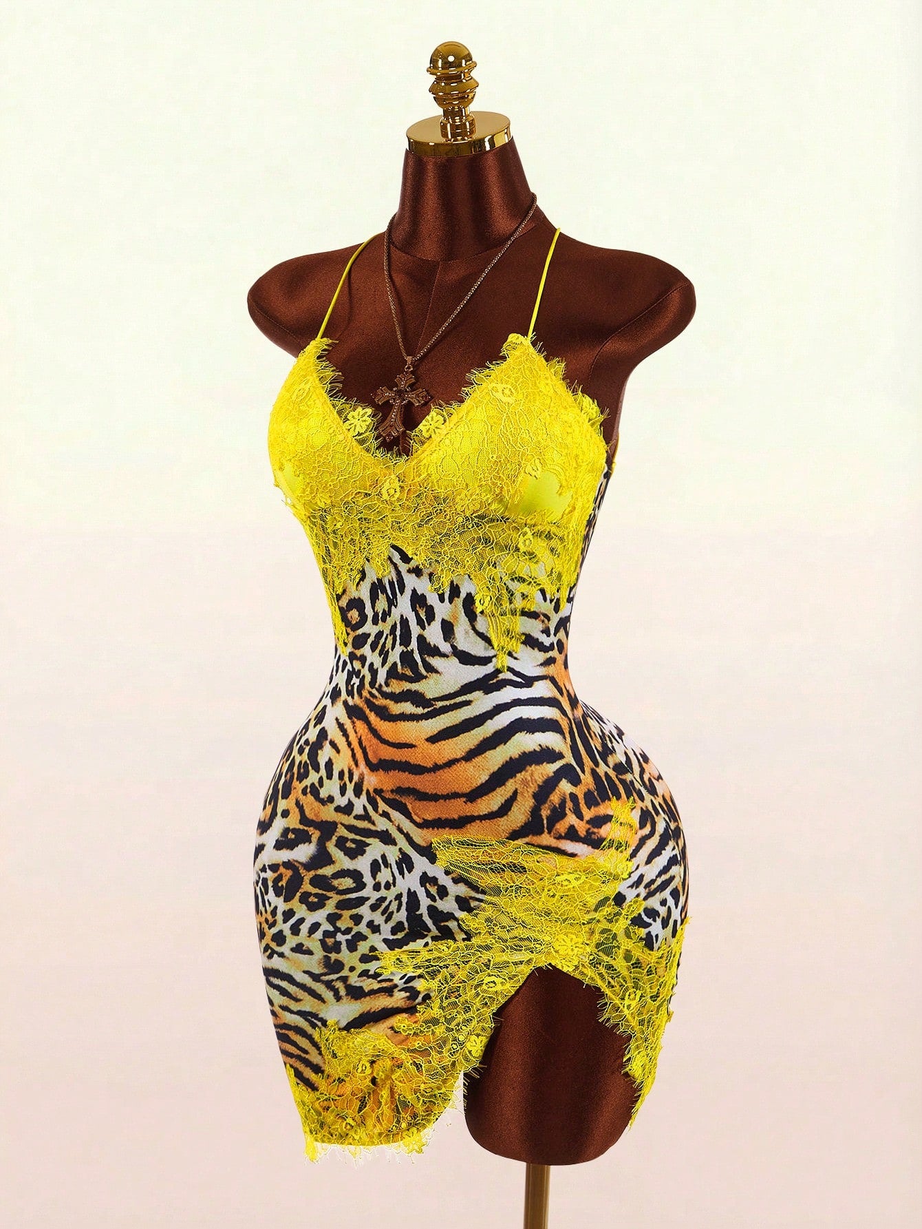 Bumpella Women's Fashion Sexy Contrast Color Lace Patchwork Animal