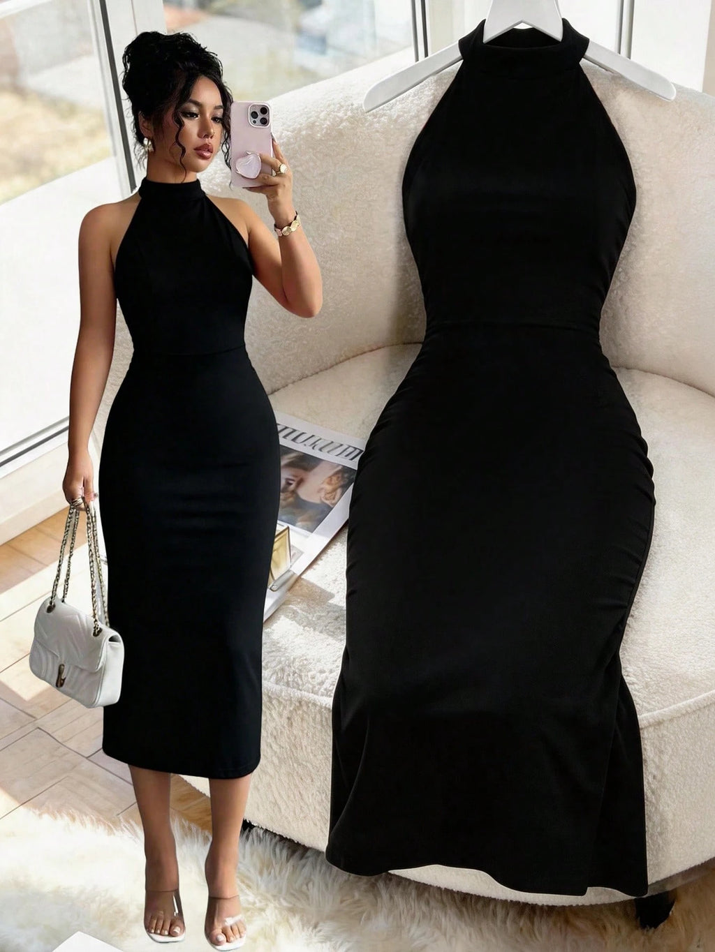 Elegant Solid Color Sexy Women's Off-Shoulder Summer Dress, Suitable