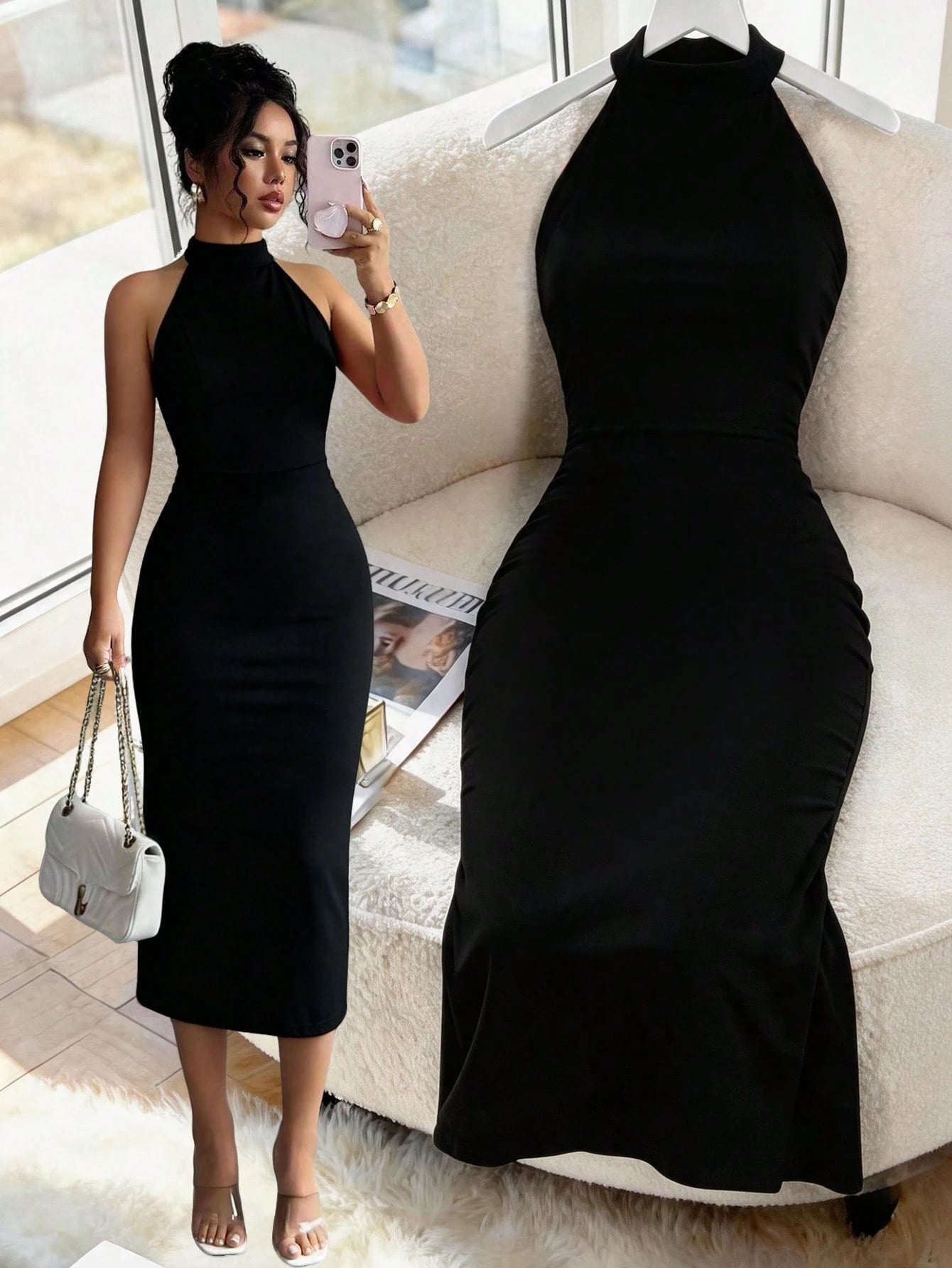 Elegant Solid Color Sexy Women's Off-Shoulder Summer Dress, Suitable