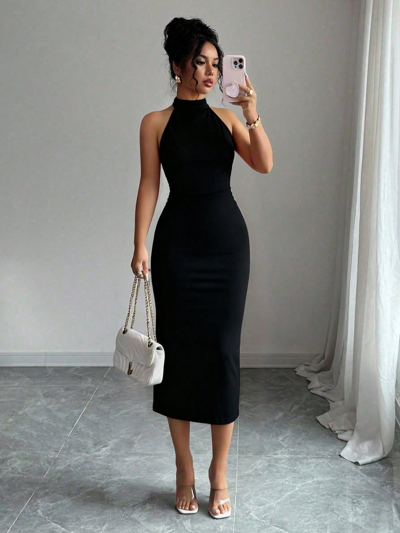 Elegant Solid Color Sexy Women's Off-Shoulder Summer Dress, Suitable For Daily Wear, Dating, Party, Vacation, - image 3