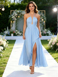 Ice Blue Wedding Guest Dress Leisure Backless Women's Summer Dress For Wedding Evening Party Gown Graduation