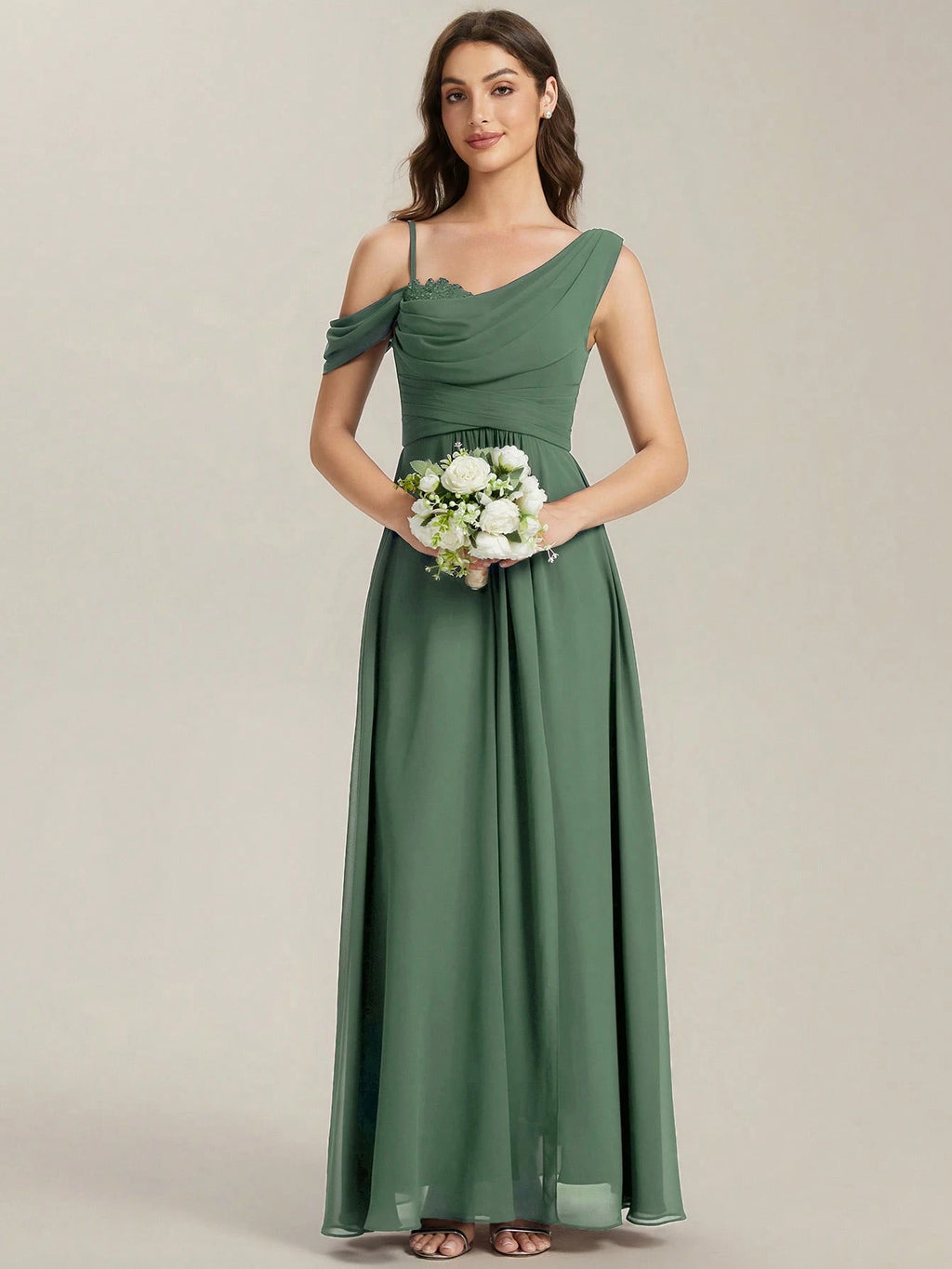 EVERPRETTY Elegant Chiffon Bridesmaid Dress, Pleated Neckline, Embroidered Floral, Long Length, Suitable For - image 20